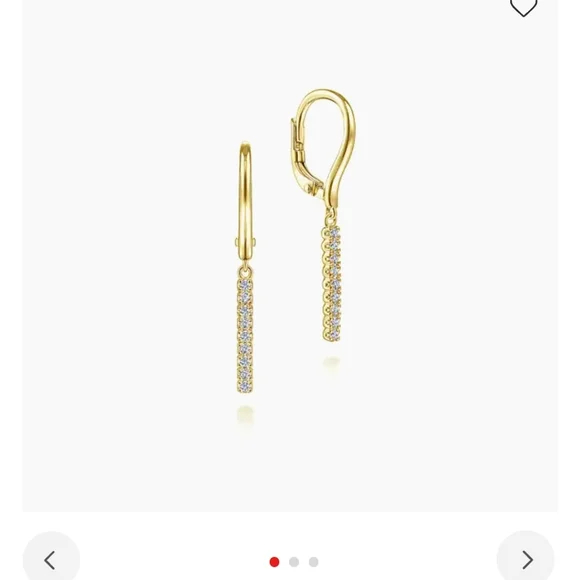 Gabriel and Co 14K Diamond Bar Drop Earrings - Picture 2 of 3